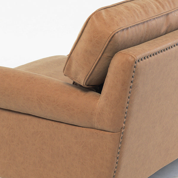 キャメルPUレザーヴィンテージスタイル2.5シーターアームソファ　Bricks(ブリックス)