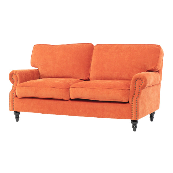 オレンジファブリックヴィンテージスタイル2.5シーターアームソファ　Bricks