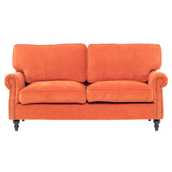 オレンジファブリックヴィンテージスタイル2.5シーターアームソファ　Bricks