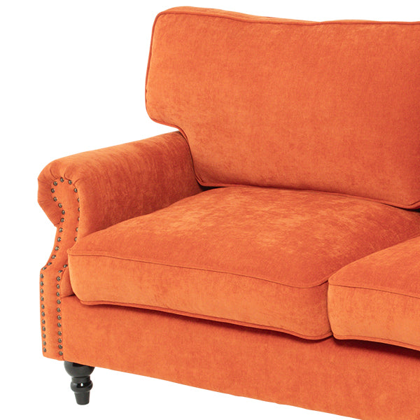 オレンジファブリックヴィンテージスタイル2.5シーターアームソファ　Bricks