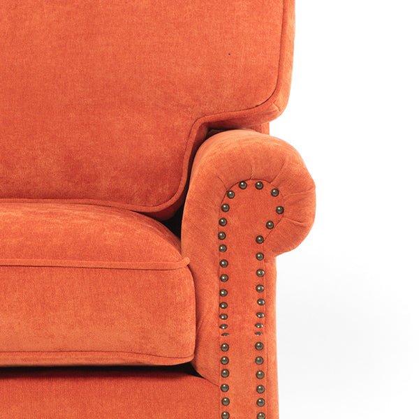 オレンジファブリックヴィンテージスタイル2.5シーターアームソファ　Bricks