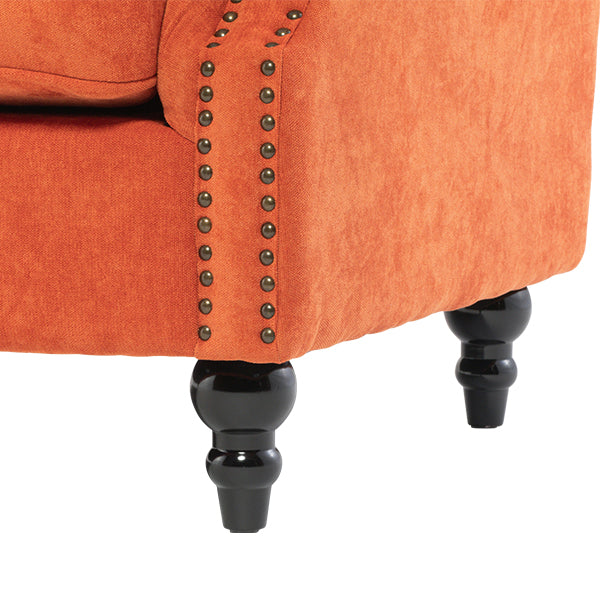 オレンジファブリックヴィンテージスタイル2.5シーターアームソファ　Bricks