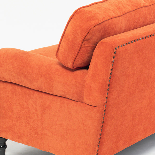 オレンジファブリックヴィンテージスタイル2.5シーターアームソファ　Bricks