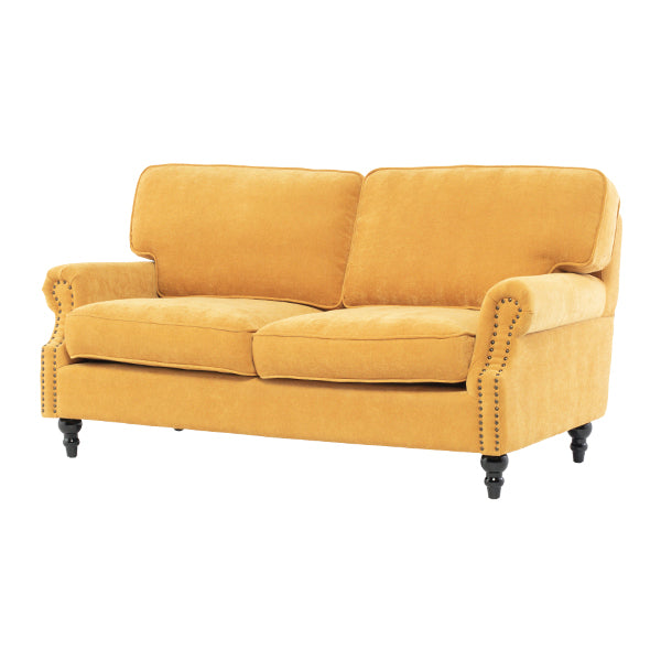 イエローファブリックヴィンテージスタイル2.5シーターアームソファ　Bricks