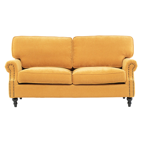 イエローファブリックヴィンテージスタイル2.5シーターアームソファ　Bricks