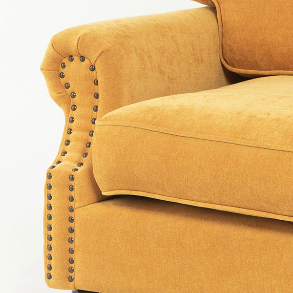 イエローファブリックヴィンテージスタイル2.5シーターアームソファ　Bricks