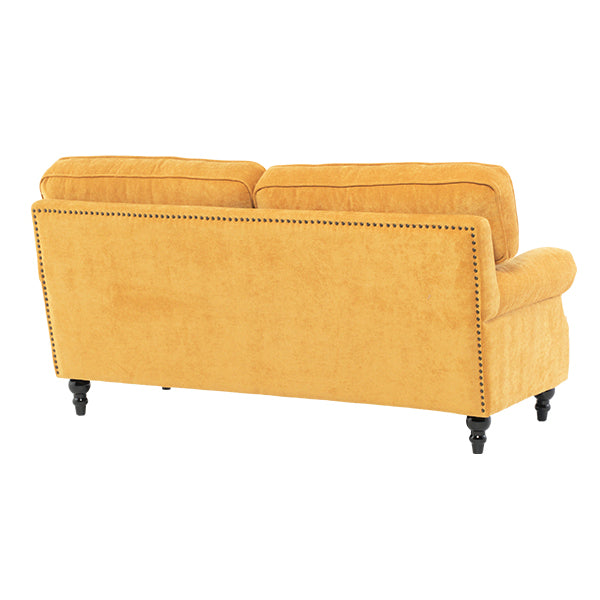 イエローファブリックヴィンテージスタイル2.5シーターアームソファ　Bricks