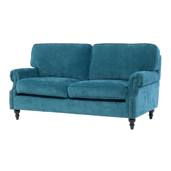 ブルーファブリックヴィンテージスタイル2.5シーターアームソファ　Bricks