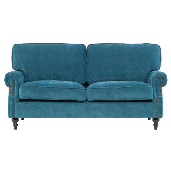 ブルーファブリックヴィンテージスタイル2.5シーターアームソファ　Bricks