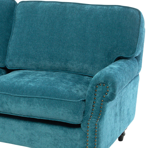 ブルーファブリックヴィンテージスタイル2.5シーターアームソファ　Bricks