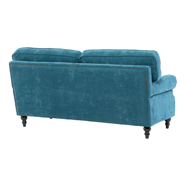 ブルーファブリックヴィンテージスタイル2.5シーターアームソファ　Bricks