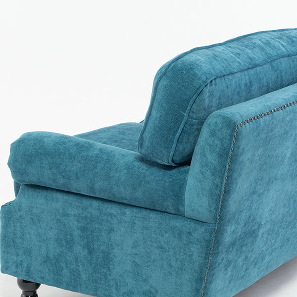 ブルーファブリックヴィンテージスタイル2.5シーターアームソファ　Bricks