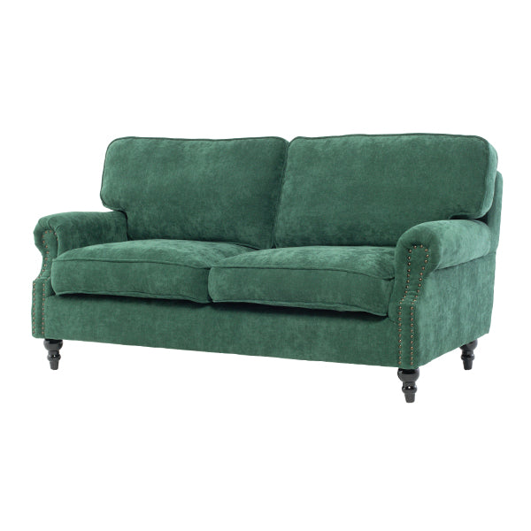グリーンファブリックヴィンテージスタイル2.5シーターアームソファ　Bricks