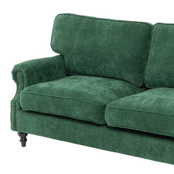 グリーンファブリックヴィンテージスタイル2.5シーターアームソファ　Bricks