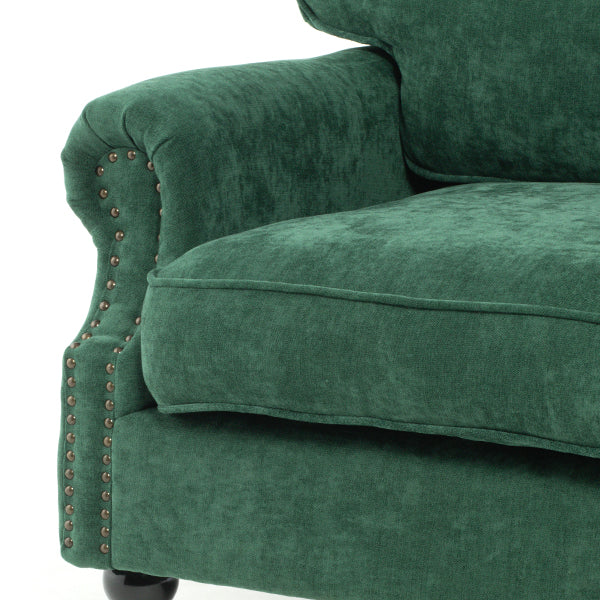 グリーンファブリックヴィンテージスタイル2.5シーターアームソファ　Bricks