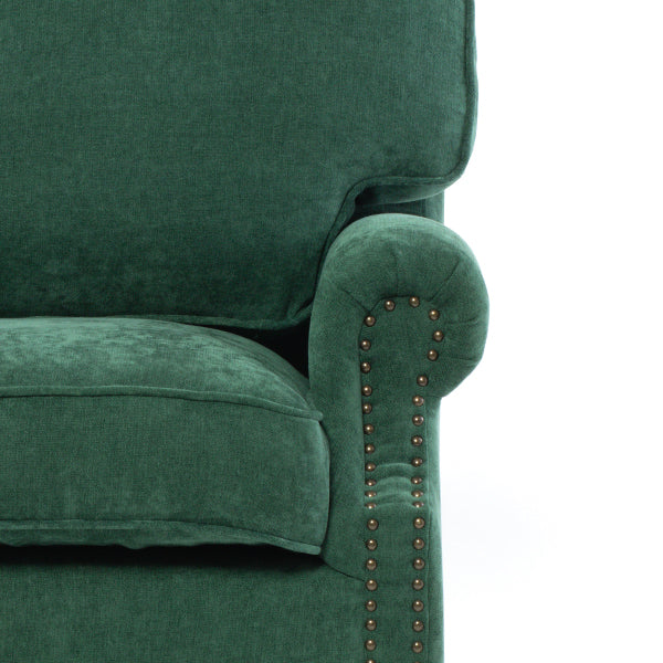 グリーンファブリックヴィンテージスタイル2.5シーターアームソファ　Bricks