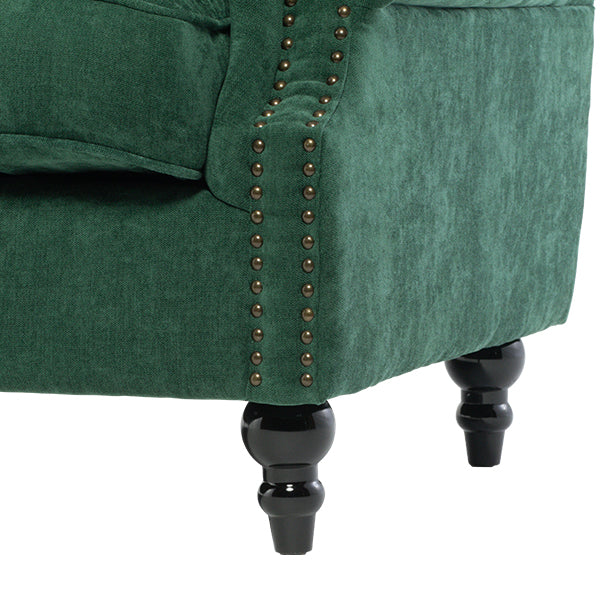 グリーンファブリックヴィンテージスタイル2.5シーターアームソファ　Bricks