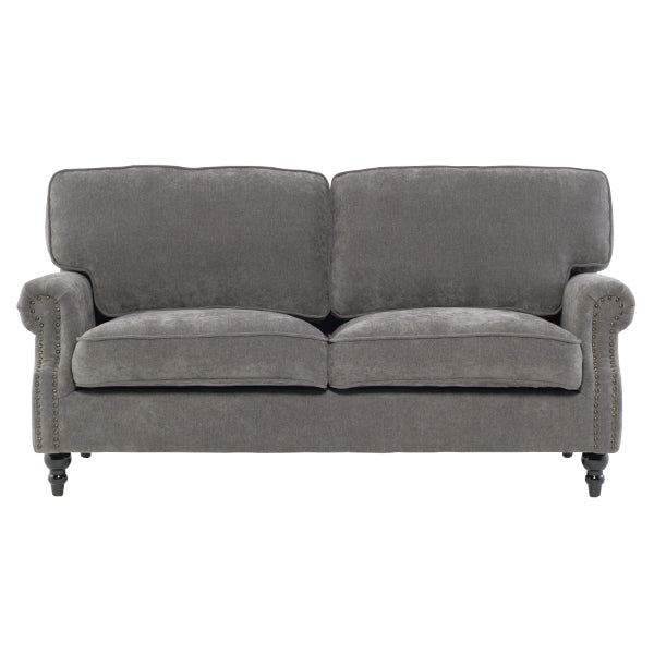 グレーファブリックヴィンテージスタイル2.5シーターアームソファ　Bricks