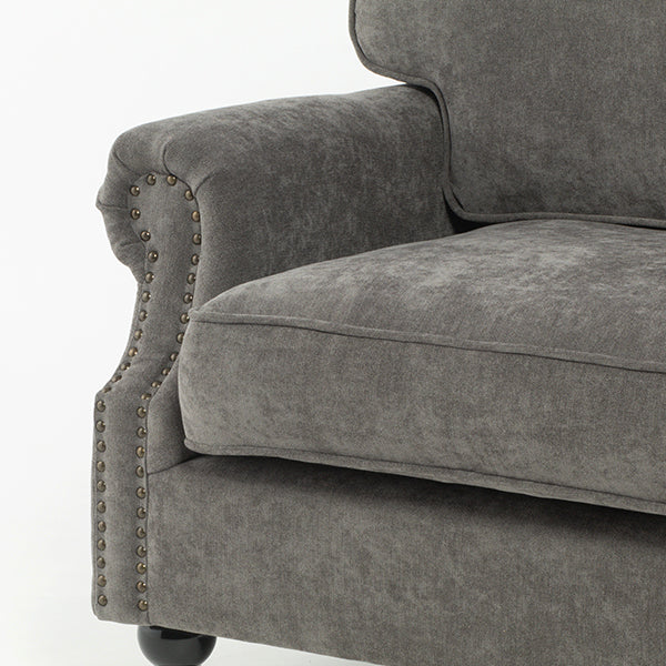 グレーファブリックヴィンテージスタイル2.5シーターアームソファ　Bricks