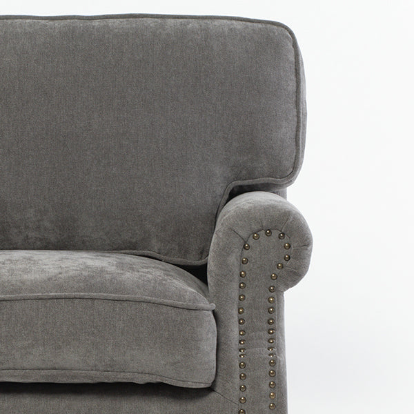 グレーファブリックヴィンテージスタイル2.5シーターアームソファ　Bricks