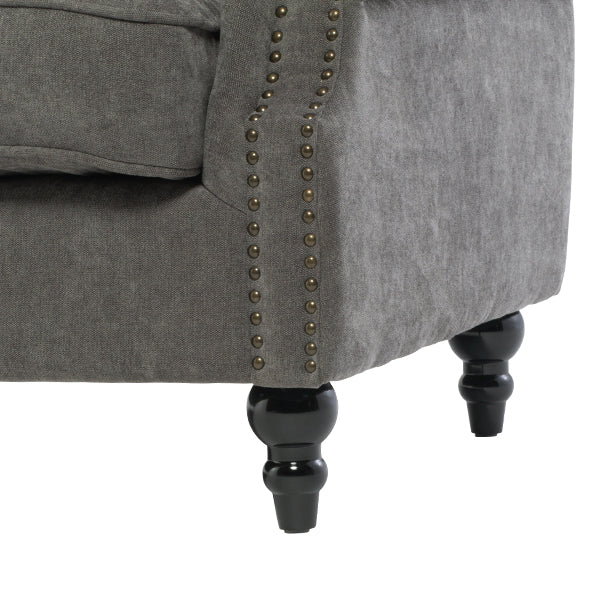 グレーファブリックヴィンテージスタイル2.5シーターアームソファ　Bricks