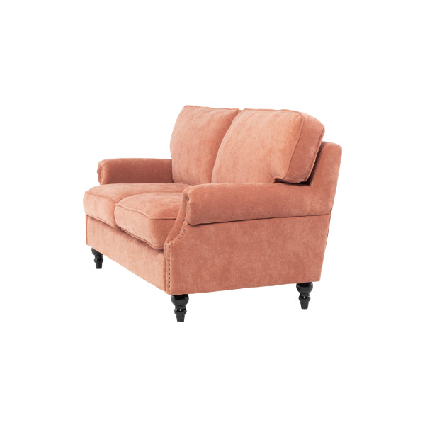 サーモンピンクファブリックヴィンテージスタイル2.5シーターアームソファ　Bricks