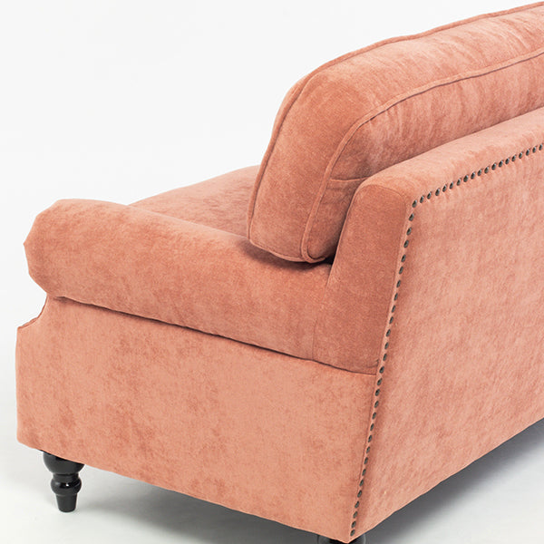 サーモンピンクファブリックヴィンテージスタイル2.5シーターアームソファ　Bricks