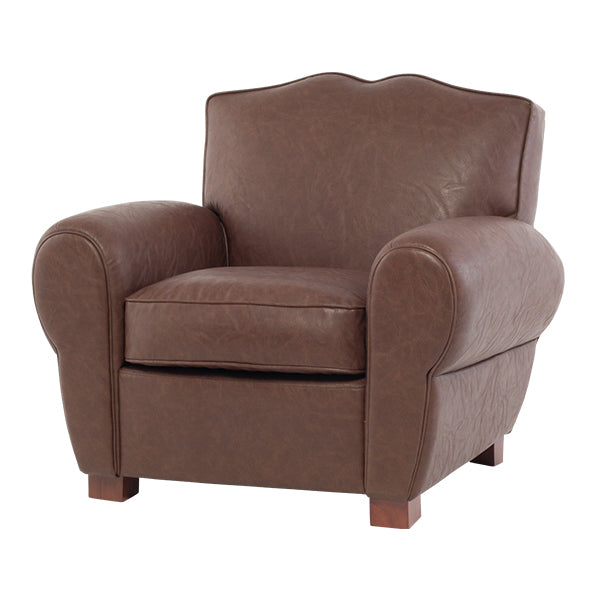 ブラウンPUレザーフレンチクラブチェア(ムスタッシュチェア シングルソファ)　CLUBMAN