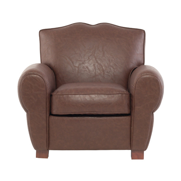 ブラウンPUレザーフレンチクラブチェア(ムスタッシュチェア シングルソファ)　CLUBMAN