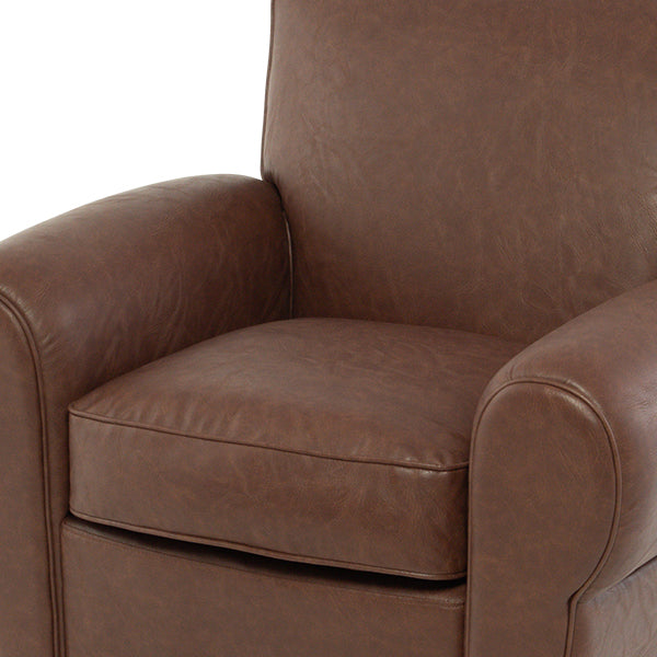 ブラウンPUレザーフレンチクラブチェア(ムスタッシュチェア シングルソファ)　CLUBMAN