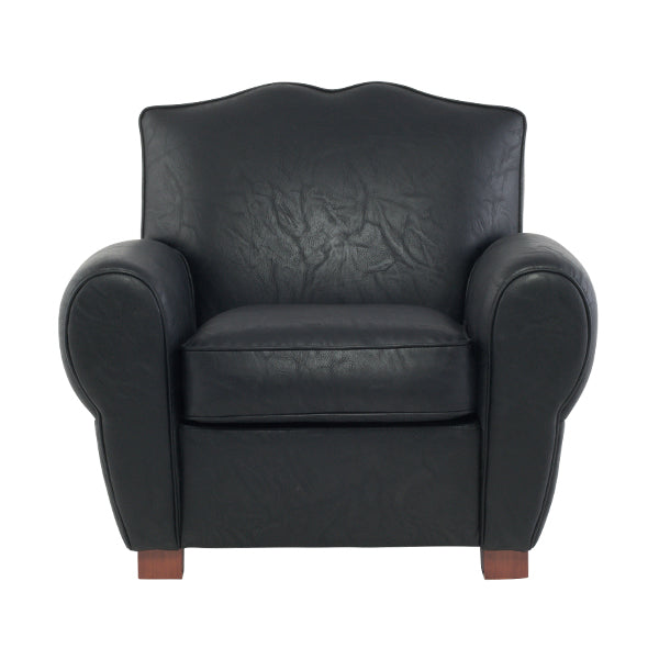 オールドブラックPUレザーフレンチクラブチェア(ムスタッシュチェア シングルソファ)　CLUBMAN