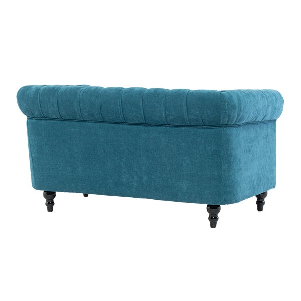 ブルーファブリックコンパクトチェスターフィールド2シーターソファ　VINCENT