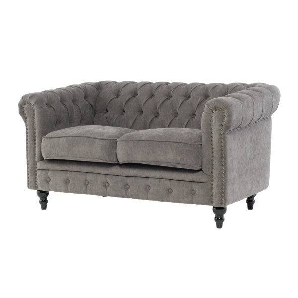 グレーファブリックコンパクトチェスターフィールド2シーターソファ　VINCENT