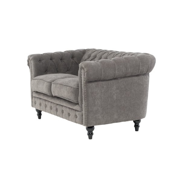 グレーファブリックコンパクトチェスターフィールド2シーターソファ　VINCENT