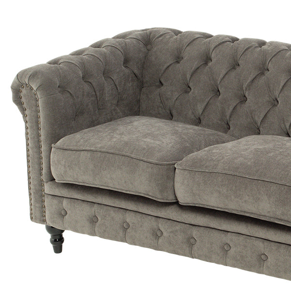 グレーファブリックコンパクトチェスターフィールド2シーターソファ　VINCENT