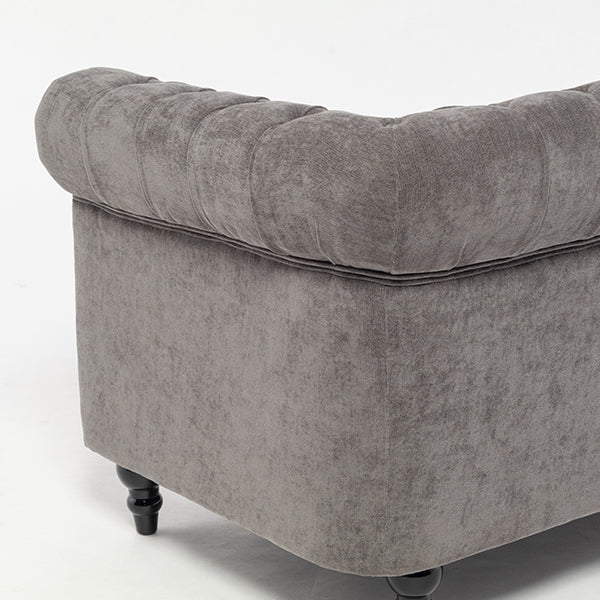 グレーファブリックコンパクトチェスターフィールド2シーターソファ　VINCENT