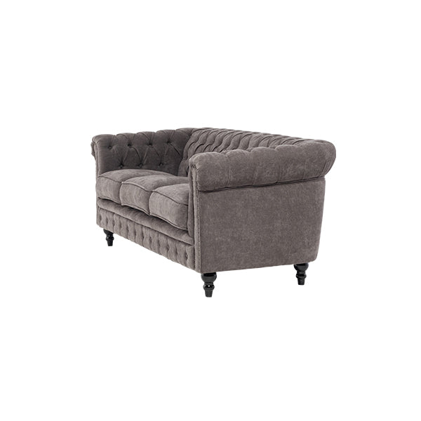 グレーファブリックコンパクトチェスターフィールド3シーターソファ　VINCENT