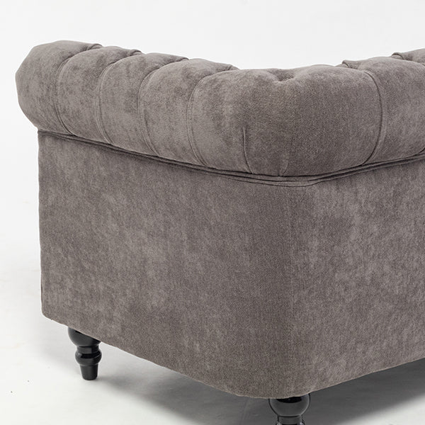 グレーファブリックコンパクトチェスターフィールド3シーターソファ　VINCENT