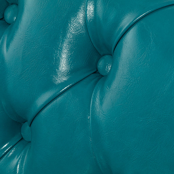 ターコイズブルーPUレザーコンパクトチェスターフィールド2.5シーターソファ　VINCENT(ヴィンセント)