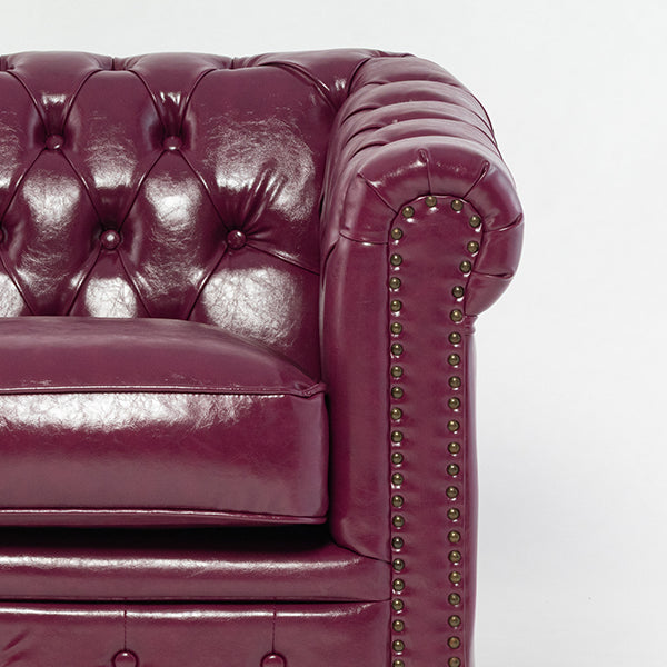 パープルPUレザーコンパクトチェスターフィールド2.5シーターソファ　VINCENT(ヴィンセント)