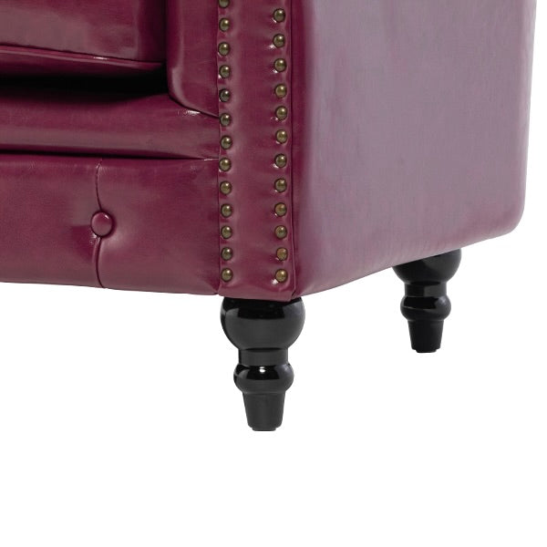 パープルPUレザーコンパクトチェスターフィールド2.5シーターソファ　VINCENT(ヴィンセント)