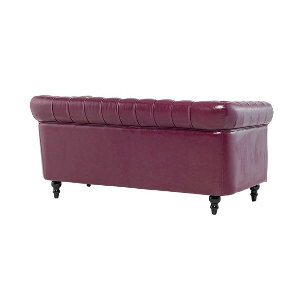 パープルPUレザーコンパクトチェスターフィールド2.5シーターソファ　VINCENT(ヴィンセント)