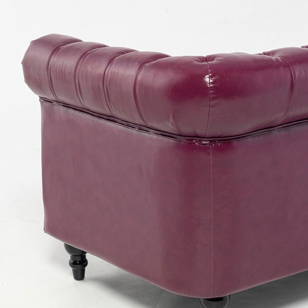 パープルPUレザーコンパクトチェスターフィールド2.5シーターソファ　VINCENT(ヴィンセント)