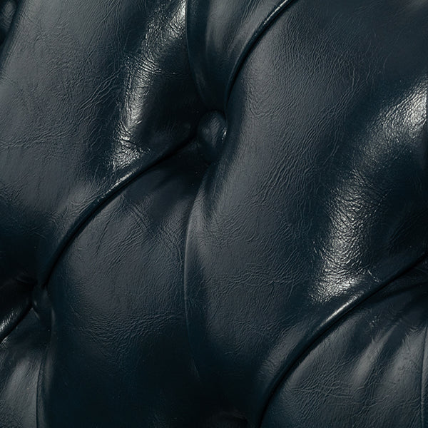 ネイビーブルーPUレザーコンパクトチェスターフィールド2.5シーターソファ　VINCENT(ヴィンセント)