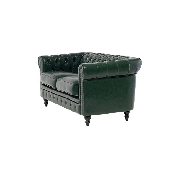 グリーンPUレザーコンパクトチェスターフィールド2.5シーターソファ　VINCENT(ヴィンセント)