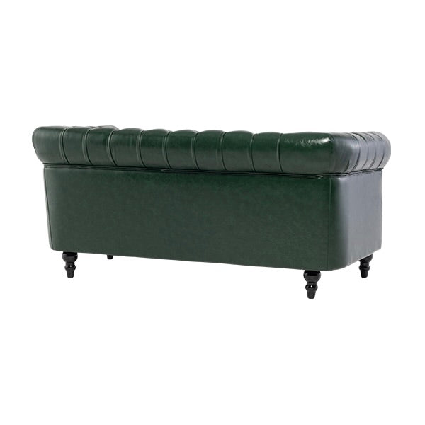 グリーンPUレザーコンパクトチェスターフィールド2.5シーターソファ　VINCENT(ヴィンセント)