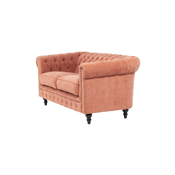 サーモンピンクファブリックコンパクトチェスターフィールド2.5シーターソファ　VINCENT(ヴィンセント)