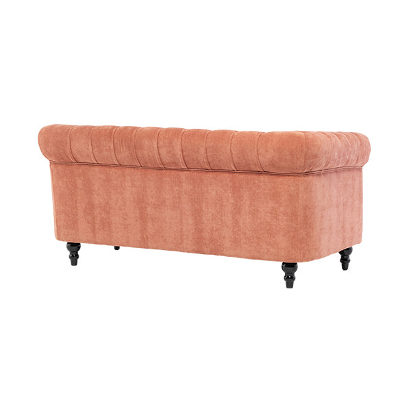 サーモンピンクファブリックコンパクトチェスターフィールド2.5シーターソファ　VINCENT(ヴィンセント)