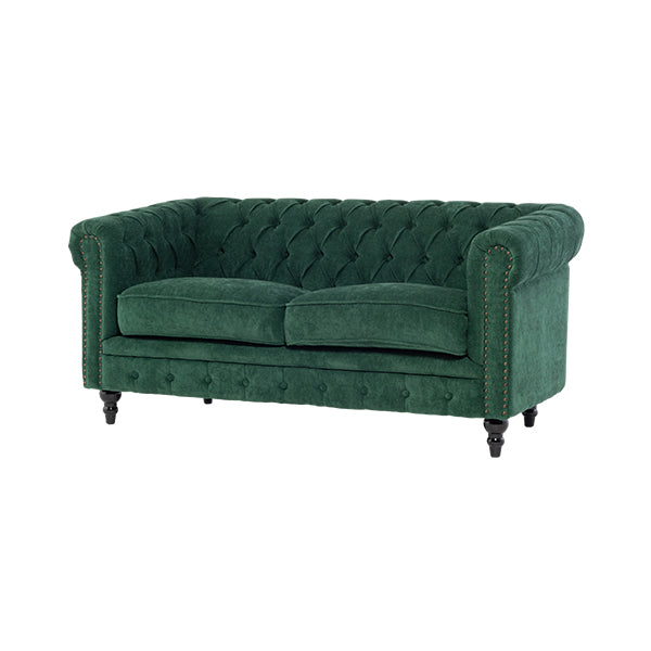 グリーンファブリックコンパクトチェスターフィールド2.5シーターソファ　VINCENT(ヴィンセント)