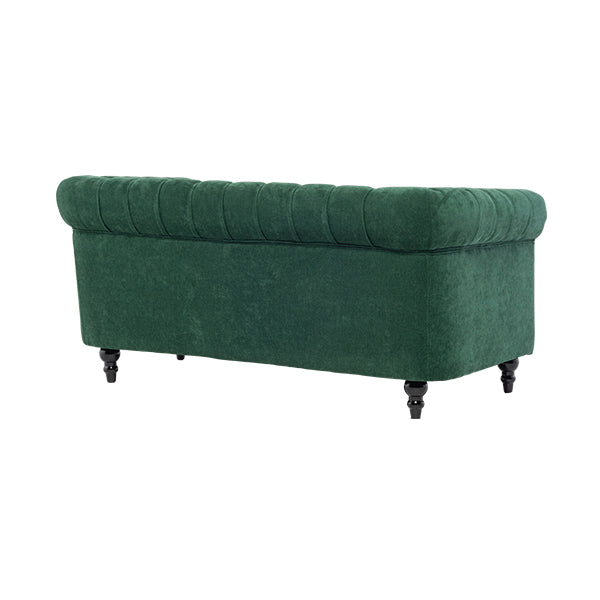 グリーンファブリックコンパクトチェスターフィールド2.5シーターソファ　VINCENT(ヴィンセント)